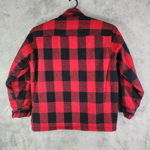 Mens Victory Sportswear Red & Black Buffalo Plaid Sherpa Lined Jacket Full Zip L - Picture 9 of 11